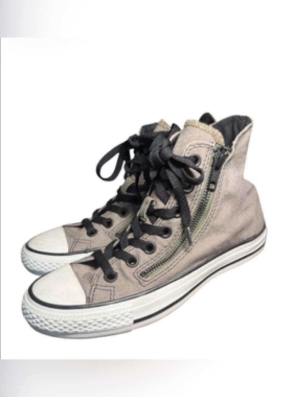 Converse All Star High Top Sneakers Unisex 4M/6W Grey Good Double Zip Canvas